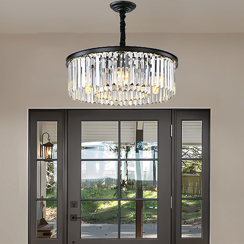 Cross-Border Black Gold Crystal Chandelier Modern Chandelier Lighting Chandelier 2-Story Dining Room Living Room Kitchen Island Fixtures