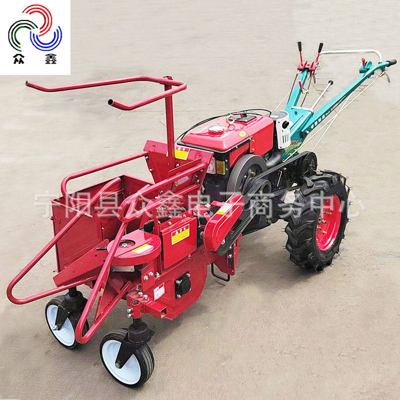 手扶车带玉米收获机 单缸多缸拖拉机皮带轮带动 两行玉米收获机