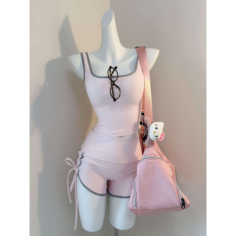 Sports Style Girl Sweet with Chest Pad Sling Pajamas Women's 2025 Summer New Fitness Yoga Clothes Sports suit Sports Style Girl Sweet with Chest Pad Sling Pajamas Women's 2025 Summer New Fitness Yoga Clothes Sports suit