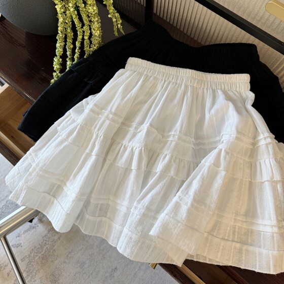 Layered Cake Skirt 2025 New Jacquard Bubble Cotton Skirt Petite Leg-Lengthening Puffy Ballet Skirt