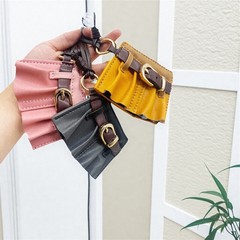 爆款高级感百褶裙包挂件miu系真皮手工钥匙扣可爱创意镜子包配饰