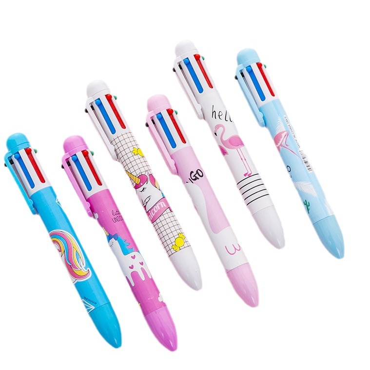 Creativo lindo papelería dibujos animados 6-color bolígrafo estudiante multi-color bolígrafo al por mayor