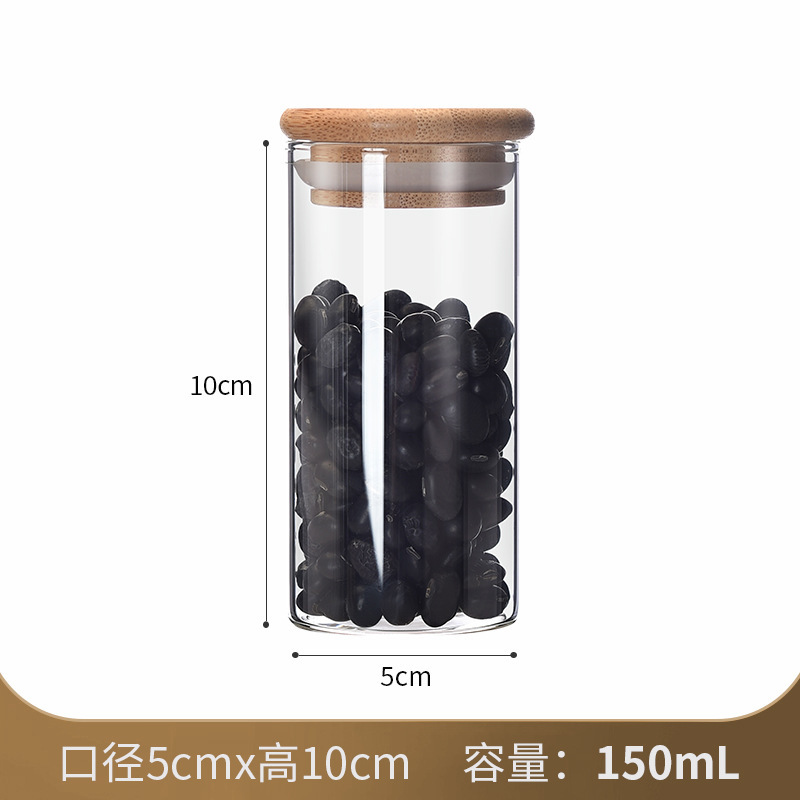 厂家直供玻璃密封罐厨房收纳罐茶叶罐木盖高硼硅玻璃罐密封储物罐|undefined
