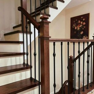 Red Oak Solid Wood Stair Handrails Outdoor Stair Railings Solid Wood Stair Handrails Villa Stair Handrails Balcony Railings