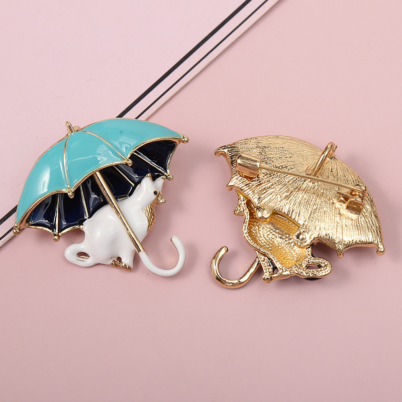Women's Gender Cute Pin Cat Umbrella Alloy Enamel Plating Women's Brooches