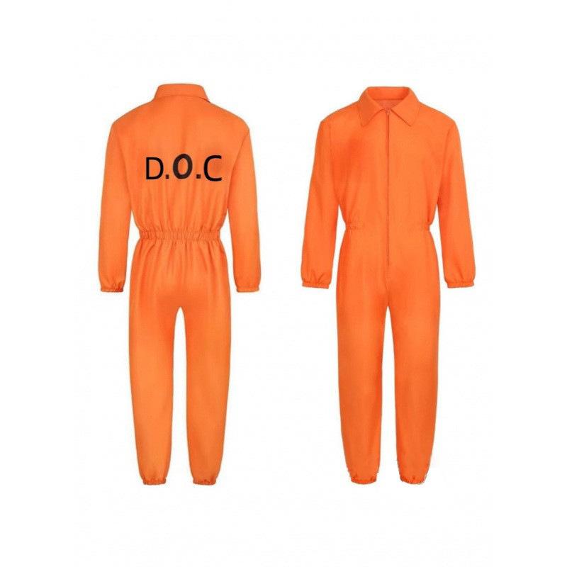 跨境万圣节cos囚犯服装扮演服犯人服监狱制服套装橙色连体囚犯服|undefined