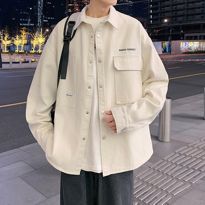 Trendy Brand Jacket Top Clothes Long Sleeve Shirt Men's Spring and Autumn New Coat Autumn Japanese Shirt Teenage Students