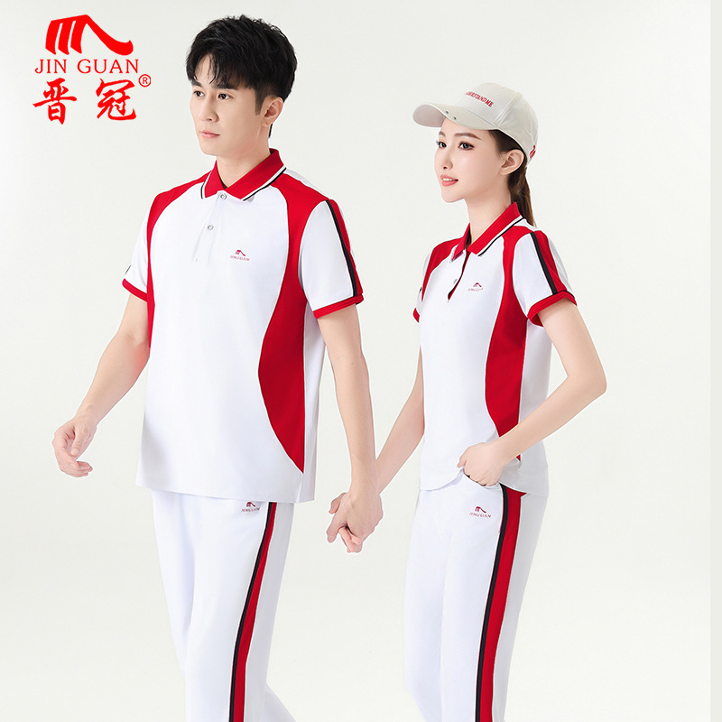 Jin Guan New Summer Short-sleeved Sportswear Suit Men's and Women's Jiamusi Aerobics Square Dance Team Group Suit