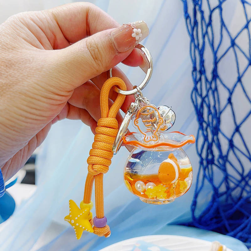 原创海洋家族系列鱼缸入油立体钥匙扣挂件漂浮流沙钥匙扣挂饰礼品|undefined