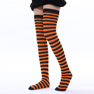 cross-border christmas stocking striped thigh stocking women's stockings japanese stocking knee-length stocking party stocking halloween day stocking