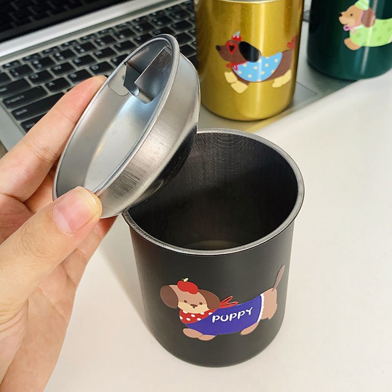 Elegant anti-flying ash stainless steel ashtray, suitable for gifts, car, dormitory, bedroom, living room, funnel-shaped ash cleaning sand