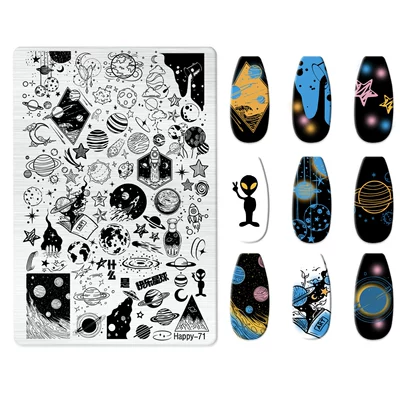 Dırnaq bəzəkləri – Cartoon Line Frosted Stamping Plate - happy-071-with-back-plate