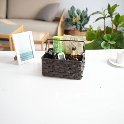 Rattan weave Storage baskets tableware Storage rack Handle kitchen Cutlery box Silverware Bracket Condiment storage box