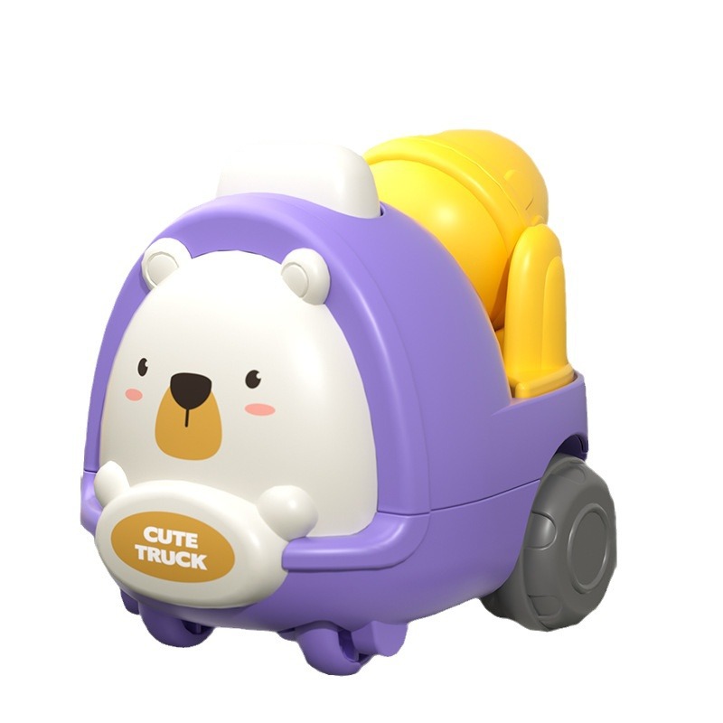 Mini coche de inercia de dibujos animados lindo mascota niños iluminación juguetes educativos bebé inercia coche de juguete coche de ingeniería niño pequeño