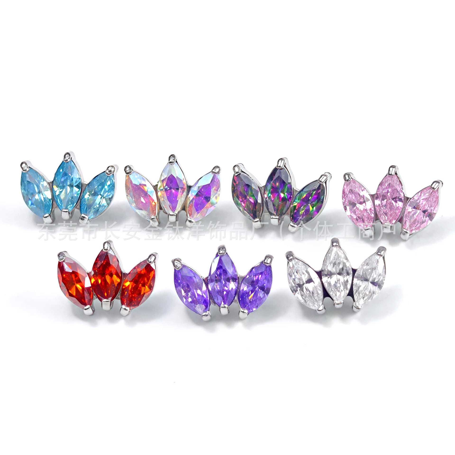 F136 Titanium Marquise Bezel 5A Zircon Lip Nail Nose Nail Ear Bone Nail G23 Titanium Alloy Body Piercing Jewelry in Stock detail image 8
