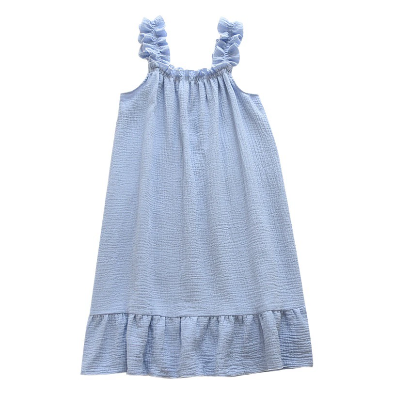 Ночная рубашка женская летняя хлопчатобумажная пряжа из чистого хлопка, пижама на тонком бретельках, свободное милое длинное платье средней длины, домашняя одежда