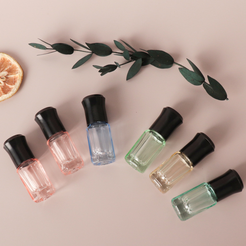 香水分装瓶八角滚珠瓶小瓶炫彩玻璃便携式旅行外出小样走珠瓶空瓶