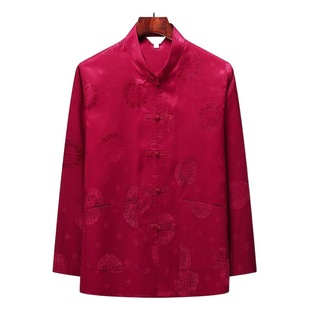 Spring and Autumn Chinese Style Long Sleeve Thin Ice Silk Banquet Dad Summer Tang Suit Hanfu Wedding Banquet Red Dress