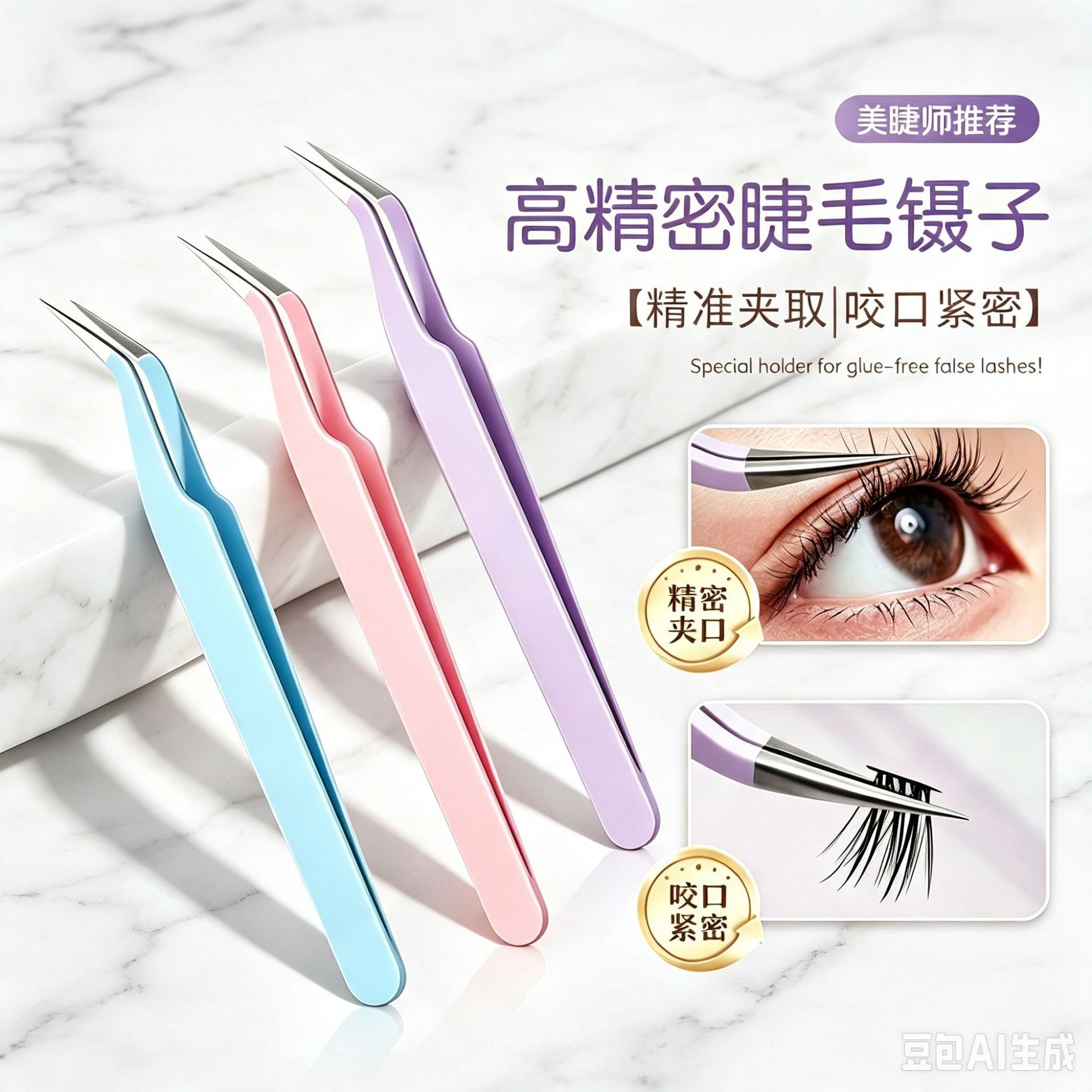 False eyelash tweezers, eyelash artist grafting eyelash curler, dolphin gold feather curler, blooming curler, tweezer set tools wholesale