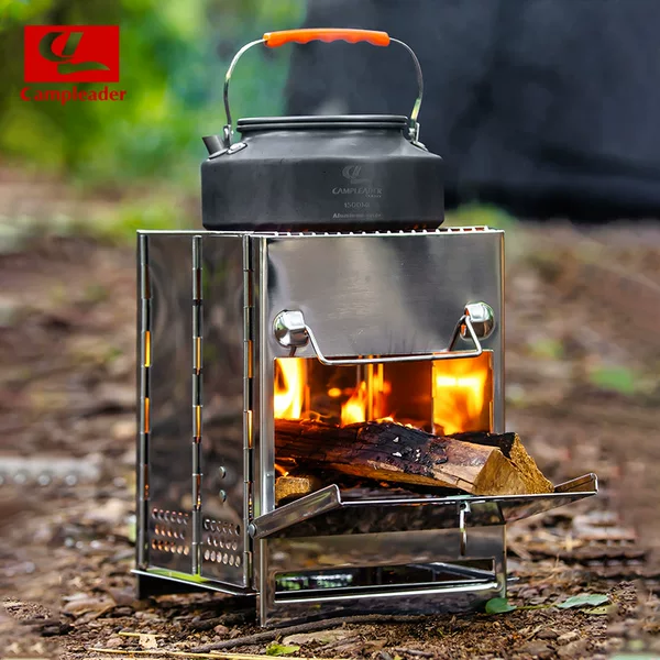 Outdoor stainless steel barbecue grill, foldable wood-burning stove, BBQ fire pit, camping heating stove, charcoal grill, grill rack