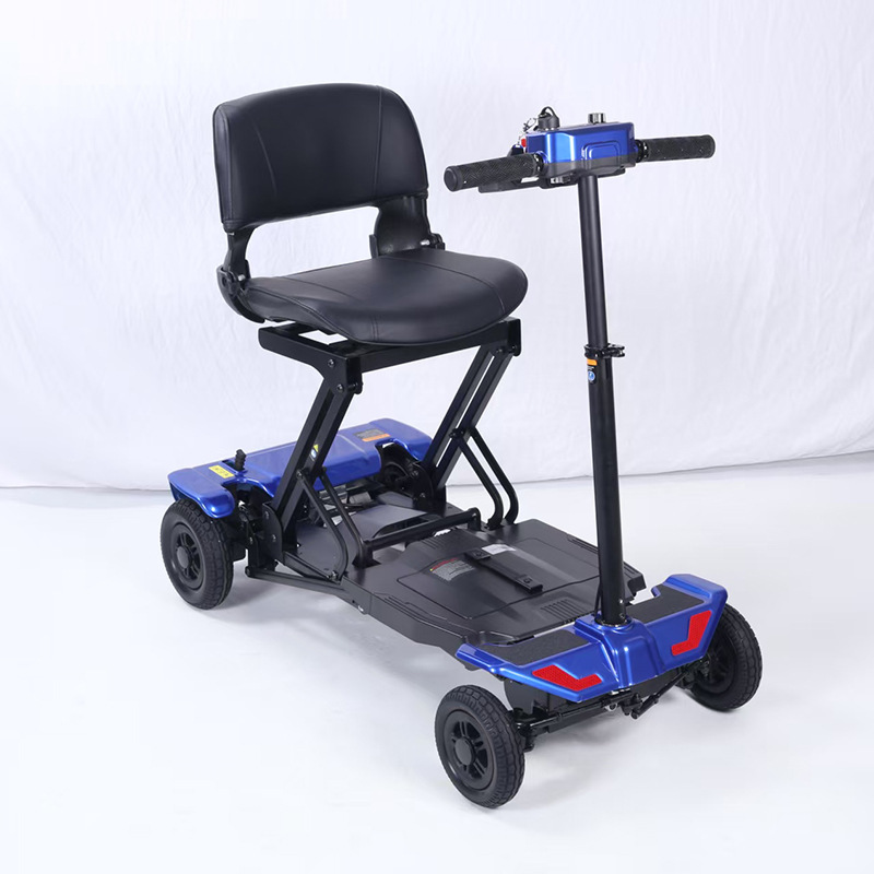 Folding elderly mobility scooter, four-wheel electric portable elderly assistive vehicle, travel electric scooter