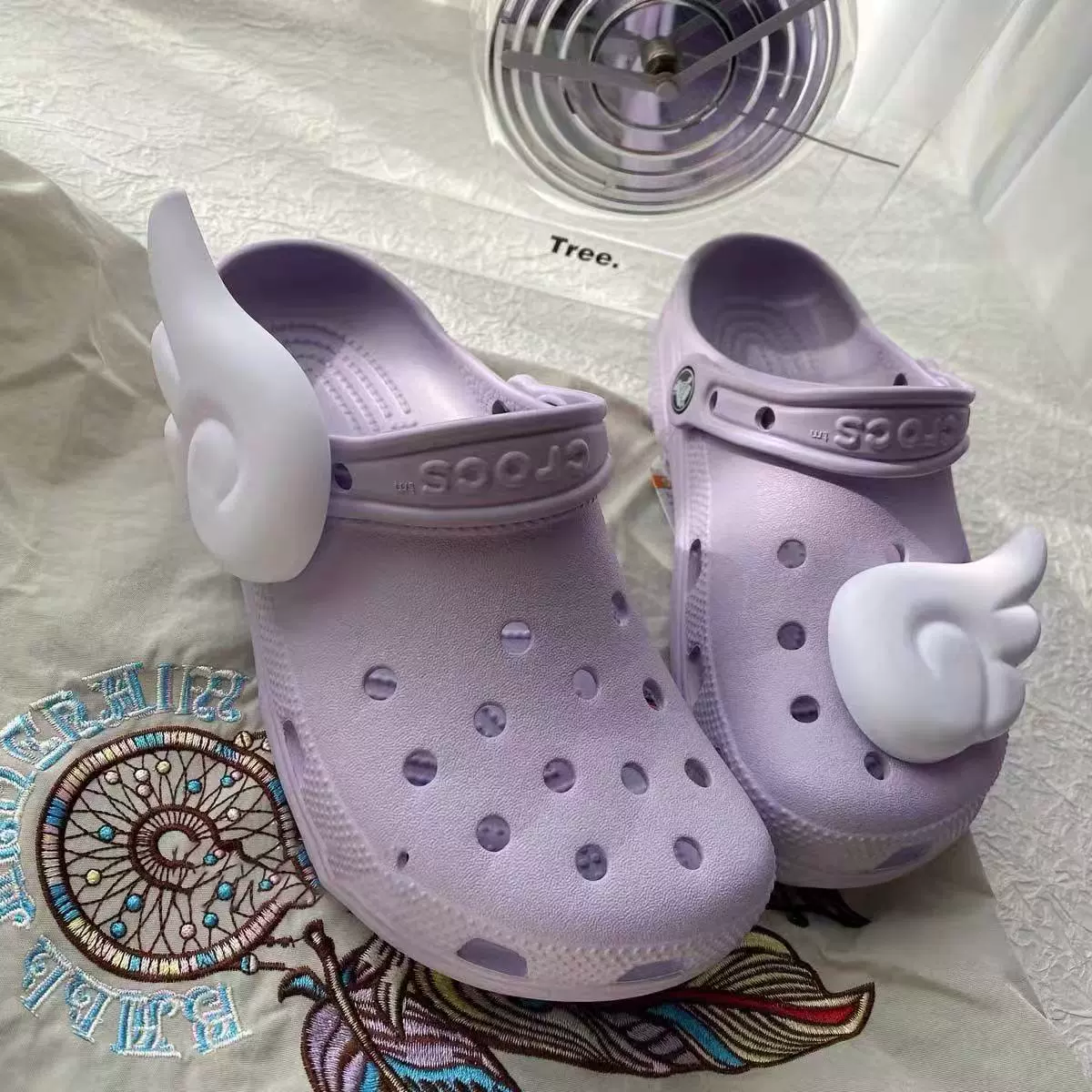 Модные сланцы в стиле Crocs, трехмерный аксессуар, съемные ангельские крылышки ручной работы, DIY