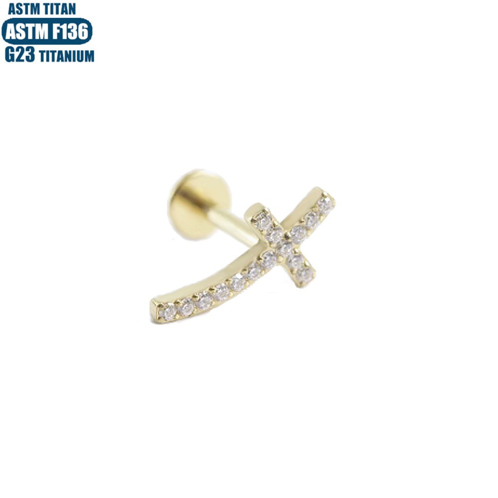 16G labret stud size and finish detail