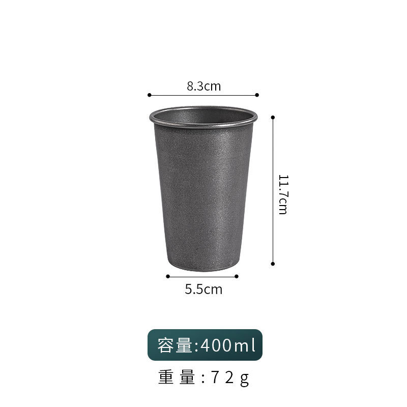 レトロ 304 ステンレス鋼ウォーターカップ、古いコーヒーカップ、商業ビールカップ、単層コールドドリンクカップ、落下防止カスタムロゴ|undefined