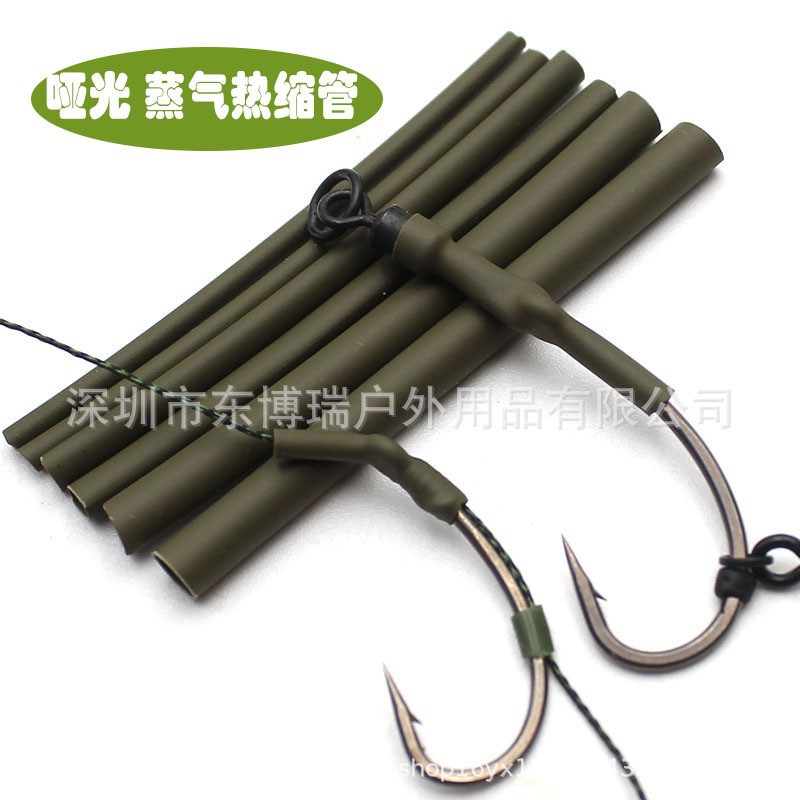新款哑光绿蒸气低温热缩管鱼线防缠绕管鱼钩套管转环套管罗尼钓组