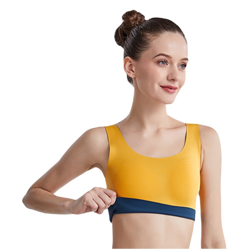 2024 nueva ropa interior deportiva de doble cara para mujer de dos colores sin costuras de una pieza en forma de U push-up transpirable sujetador de sentido cero