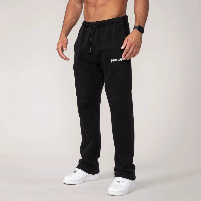 Young La Men's Sports Pants Autumn and Winter New Gym Sports Fitness Cotton Printed Leggings Casual Wide