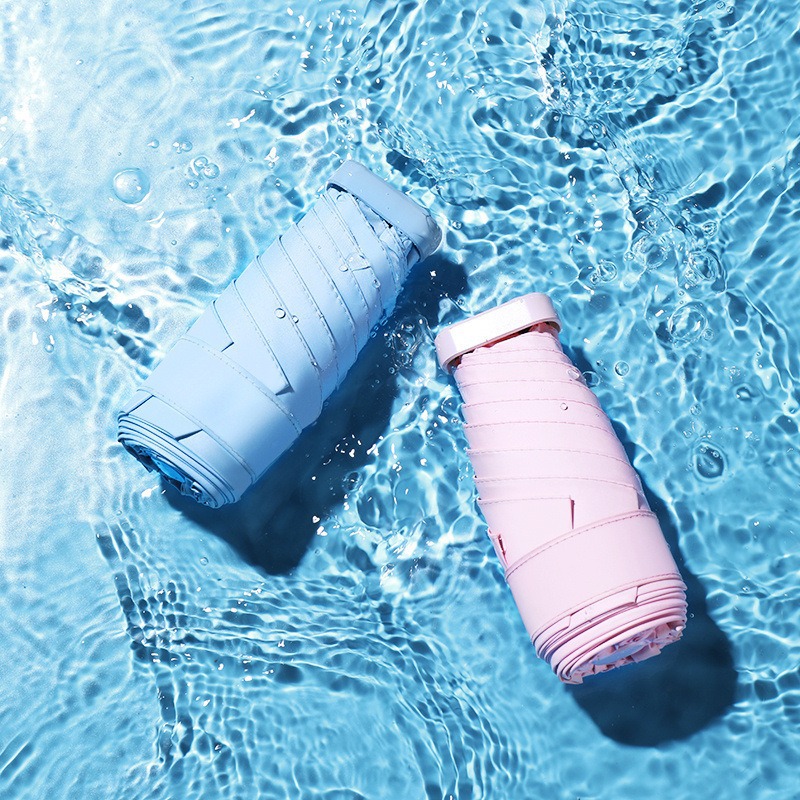 Paraguas de protección solar, pequeño y portátil, soleado y lluvioso, sombrilla ultraligera, sombrilla de cápsula femenina, mini sombrilla de bolsillo