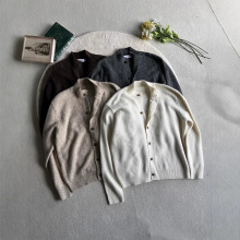 秋冬季花纱羊毛混纺半高领毛衣男女开衫老钱棕色灰色百搭cleanfit