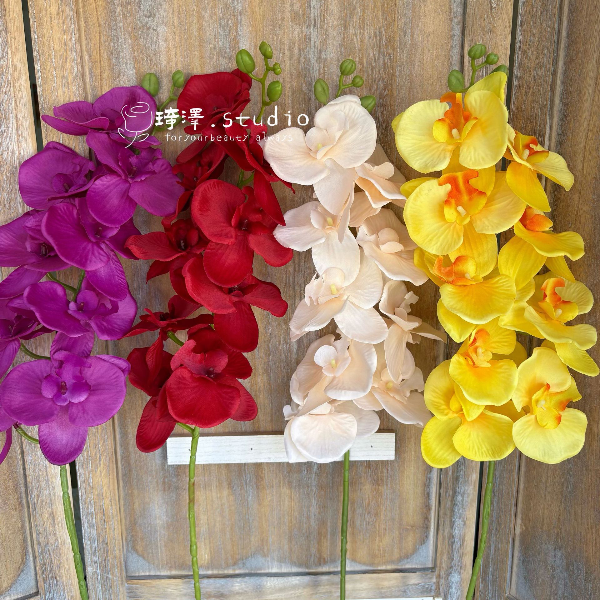 9개의 나비 난초 단일 가지 인공 꽃 웨딩 플래너 꽃꽂이 쇼핑몰 홈 장식 꽃 바구니 소품 인공 꽃