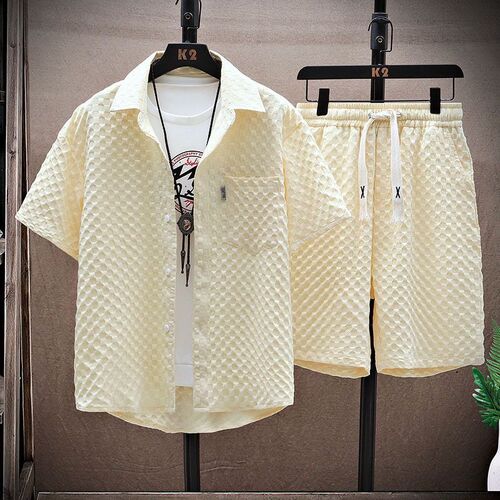 Men's Summer Set Short-Sleeve T-Shirt Shorts Sports Set Loose Casual Set Stylish One-Piece Outfit