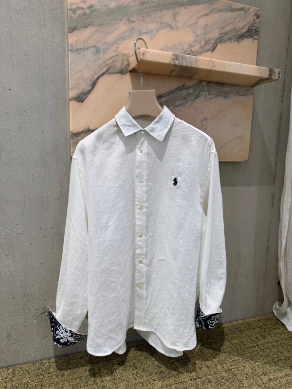 高品質) ラブポニー刺繍 25 新しいリネンコットンシャツフラワーカラーリゾートスタイル長袖シャツルーズレトロ|undefined