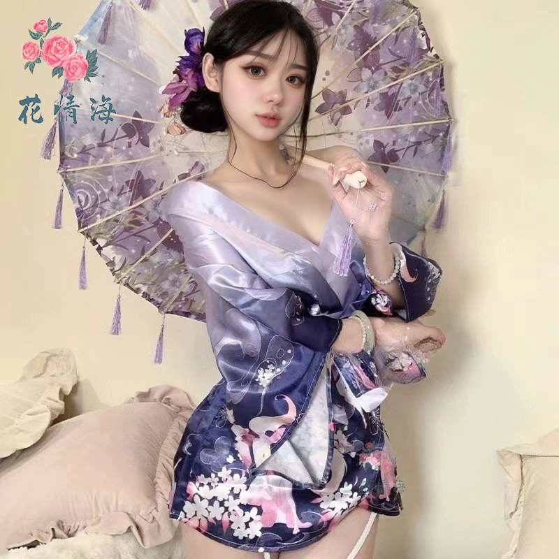 花情海 Sexy нижнее белье сексуальное глубокое V ретро наряд лиса мечта 2D японское кимоно A515