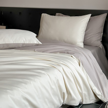 轻奢纯色100S贡缎全棉床上四件套 简约撞色床单被套床笠床品1.8m