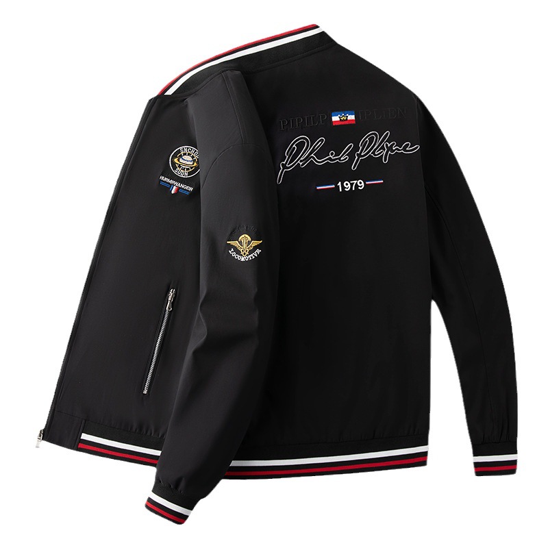 Veste de luxe légère automne nouvelle terre broderie manteau décontracté tendance de la mode costume de baseball pour hommes_voghion.com