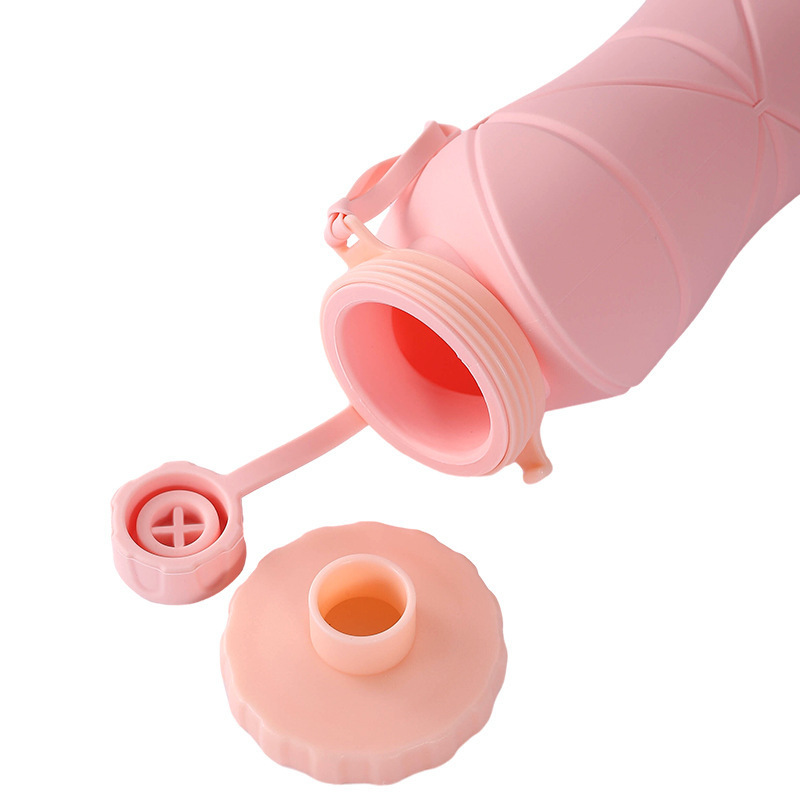 Taza de agua plegable de silicona taza de agua de deportes al aire libre retráctil portátil 600ml taza de agua de deportes al aire libre de viaje de gran capacidad