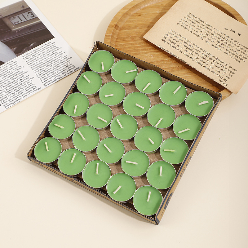 Vela de aromaterapia retro de venta caliente, té hervido, té redondo, cera de té, hotel, propuesta, confesión, imagen, vela al por mayor