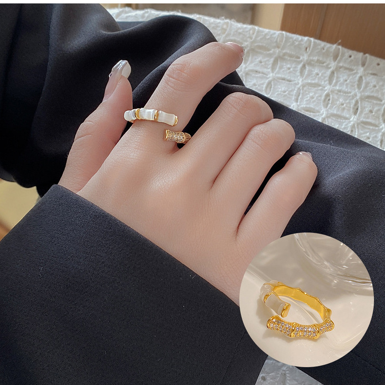 Simple Style Geometric Copper Inlay Zircon Open Ring 1 Piece