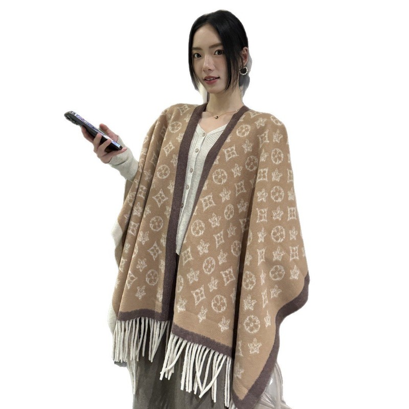 轻奢风高级感大披肩女秋冬季加厚斗篷外套旅游拍照空调房开叉披风|undefined