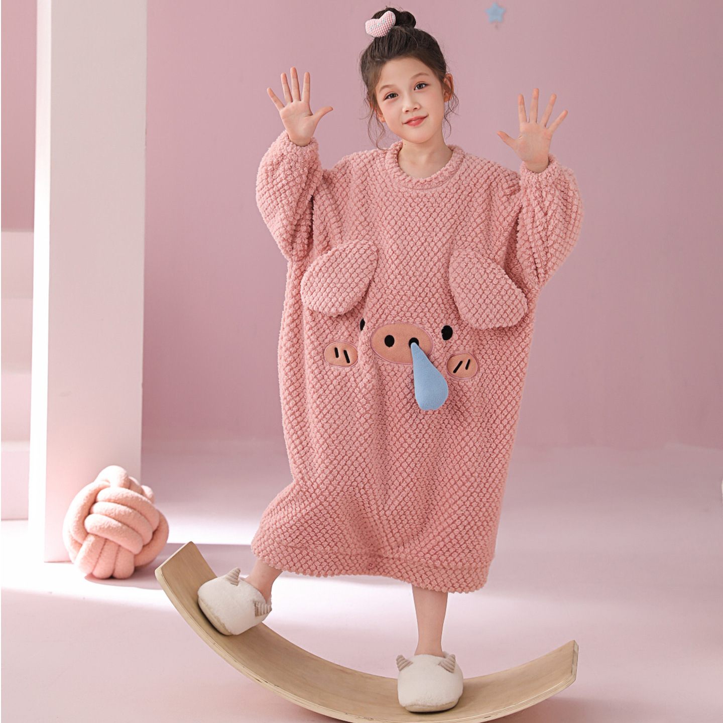 法兰绒儿童睡裙睡衣秋冬款加厚女童防踢被睡袍女孩珊瑚绒大童睡袋