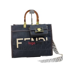 F家新款单肩手提包女2025新款欧美复古小众玳瑁手柄托特包大容量