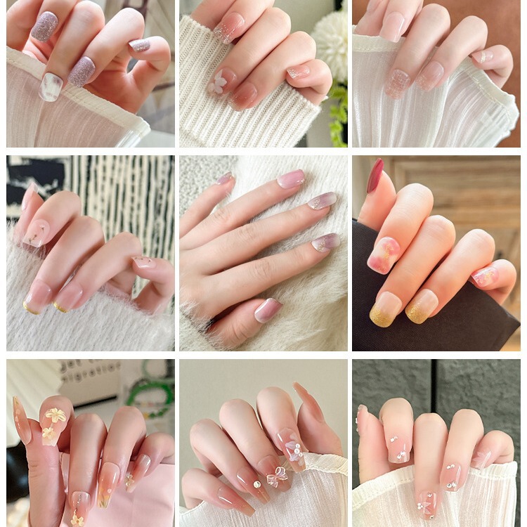 2024 Summer New Style Nail Patch Manicure Finished Nail Patch Wearable Fake Toenail Patch Whitening Removable