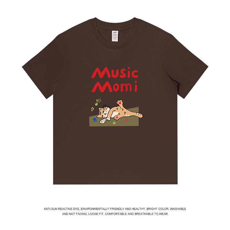 純綿の個性的なデザインプリント半袖Tシャツ、男女兼用、ゆったりとした白の和風トップス、夏のトレンド、卸売|undefined