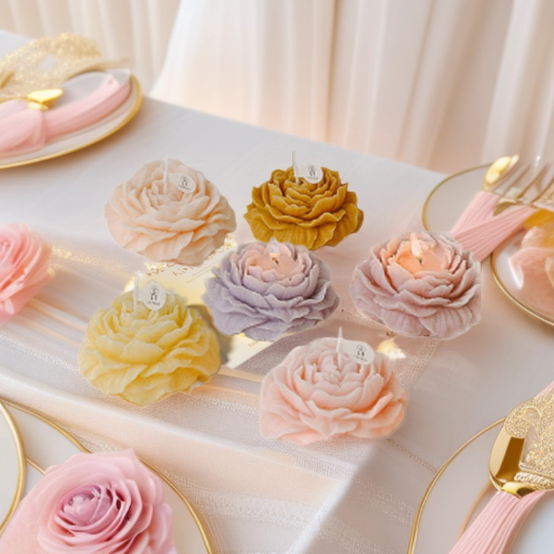 Regalos del Día de la Madre al por mayor regalos de mano de fragancia peonía flor de modelado vela ornamentos flores de aroma regalo de vela