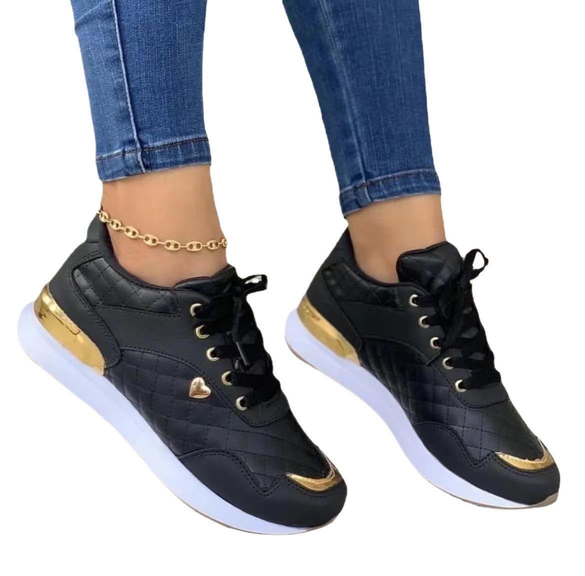 Zapatillas deportivas con cordones de talla grande para mujer, comercio transfronterizo de AliExpress, verano 2022, informales, versátiles, en existencia, muy vendidas