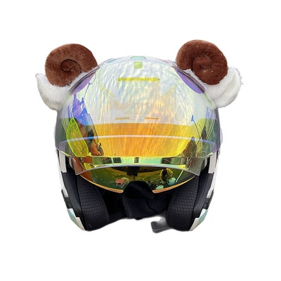 Motosiklet dəbilqələri Cute Sheep Horn Ears - coffee-color
